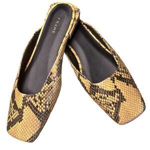 Frame Snakeskin Embossed Flat Slide Leather Mule NWOB Size 37 1/2/ 7 1/2